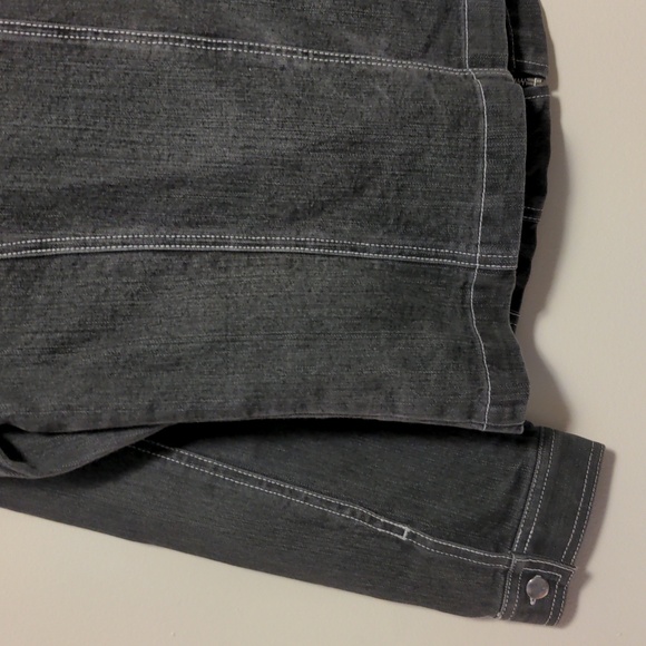 ORLY Women's Jean Denim Jacket White Stitching Chest Pockets One Button Cuffs - Picture 15 of 16